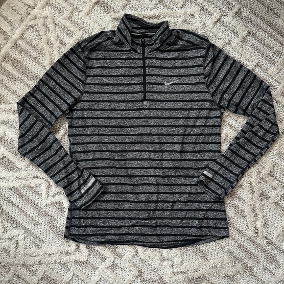 Nike Other - Nike Black and Gray Striped Quarter-Zip Pullover